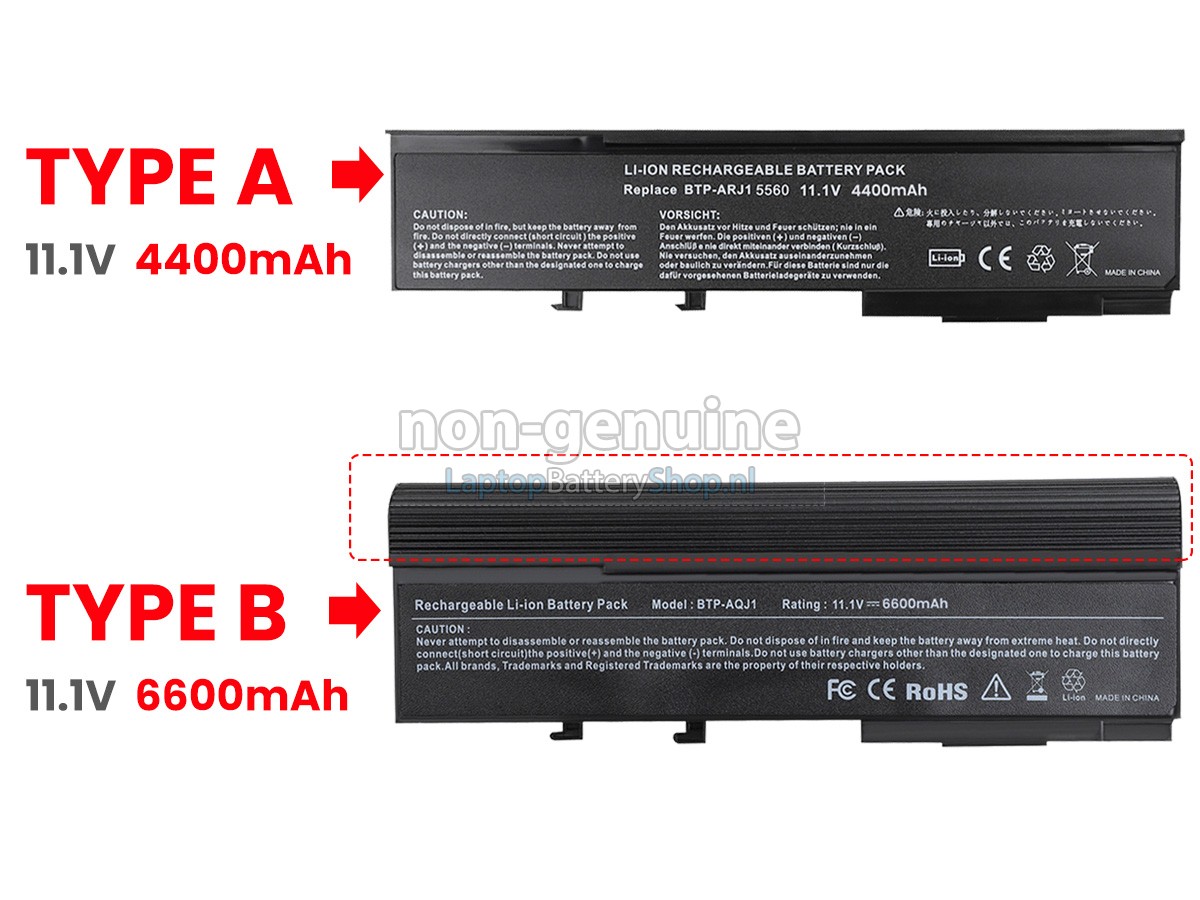 vervanging batterij voor Acer BT.00604.005