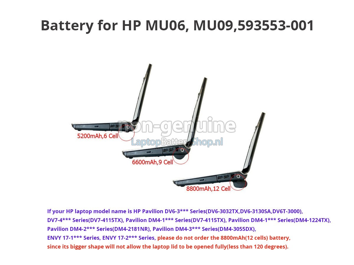 vervanging batterij voor HP 593555-001
