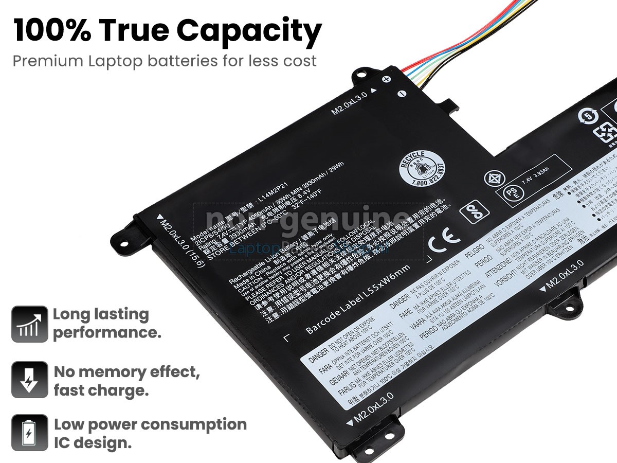 vervanging batterij voor Lenovo L14M2P21(2ICP6/54/90)